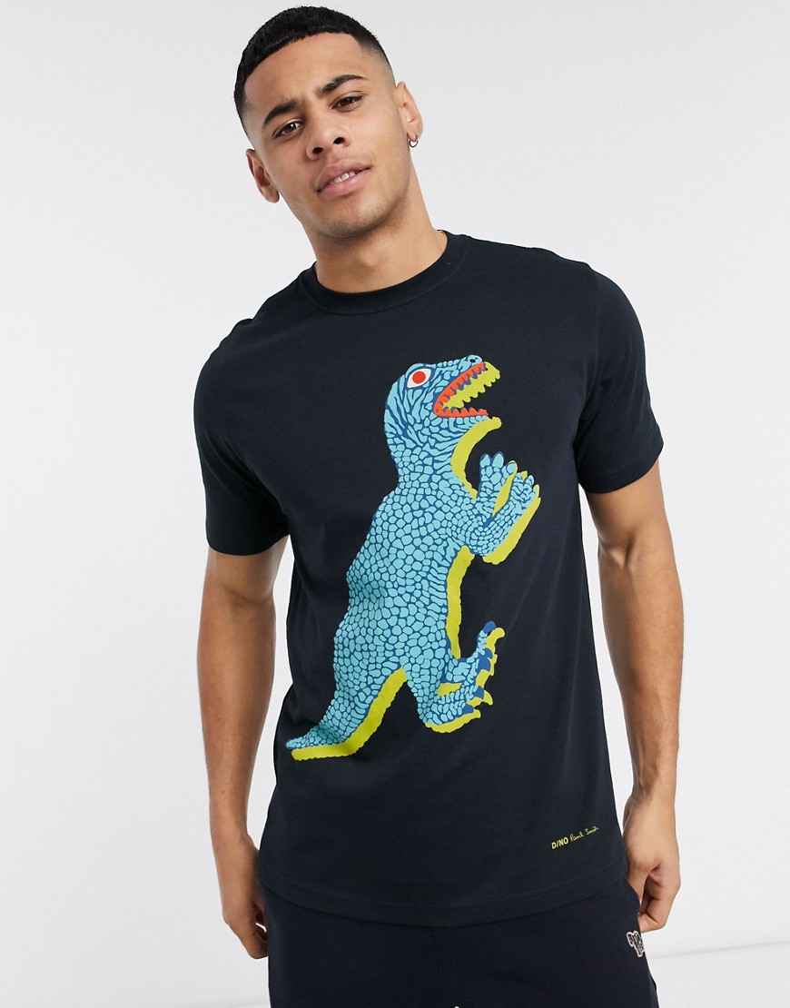 PS Paul Smith - T-shirt blu navy con stampa grande di dinosauro