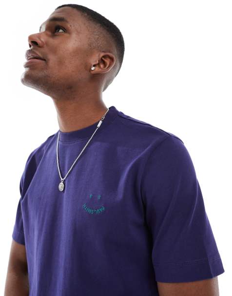 PS Paul Smith - T-shirt comoda pesante blu navy con logo - view 1