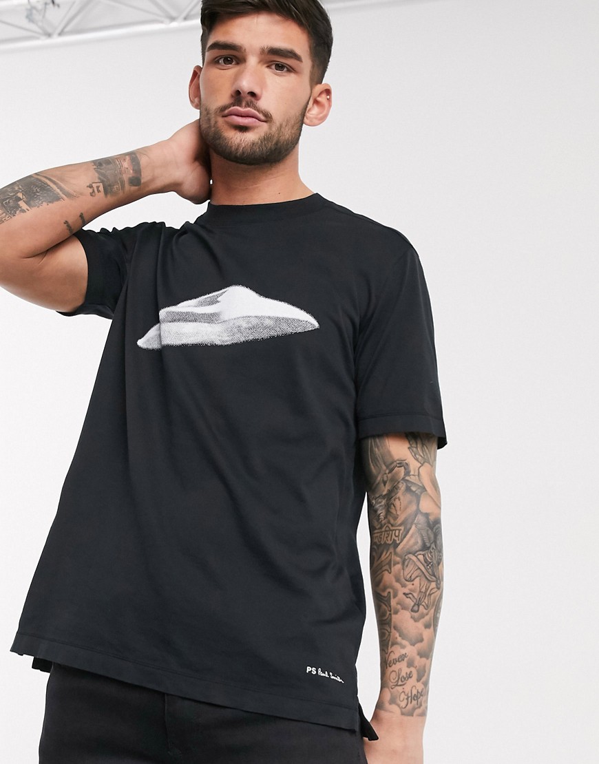 PS Paul Smith - T-shirt con stampa UFO nera-Nero