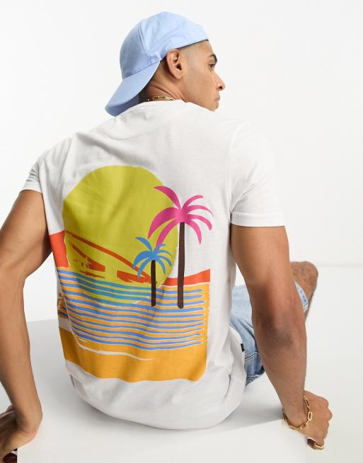 PS Paul Smith - T-shirt imprimé plage et glace à l'eau - Blanc