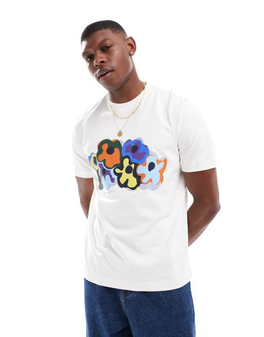 PS Paul Smith – T-Shirt in Cremeweiß mit Blumenprint