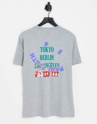 PS Paul Smith t-shirt in grey with Tokyo back print
