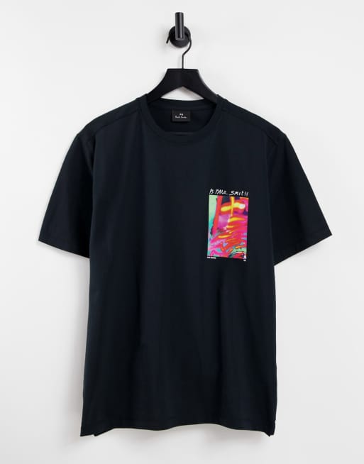 PS Paul Smith – T-Shirt in Schwarz mit Rave-Logo 