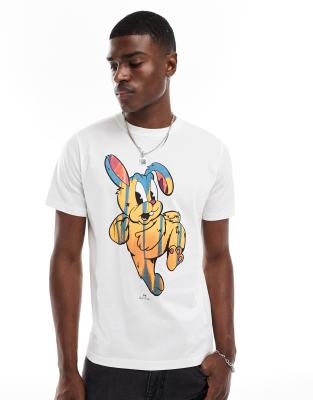 PS Paul Smith – T-Shirt in Weiß mit Häschen-Print