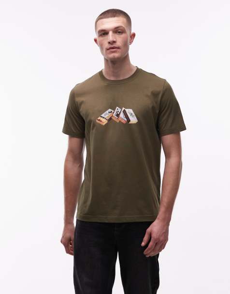 PS Paul Smith - T-shirt met grafische luciferprint in kaki - view 1