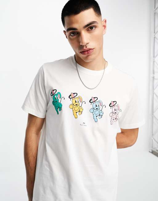 PS Paul Smith - T-shirt met herhaalde konijnenprint in wit