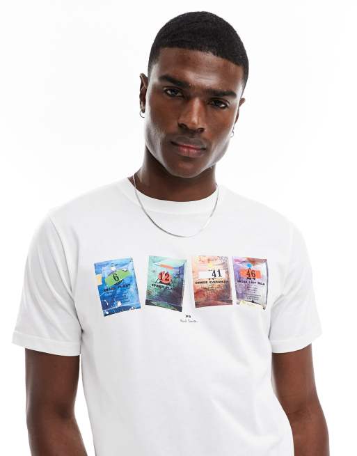 PS Paul Smith - T-shirt met kaartenprint in wit