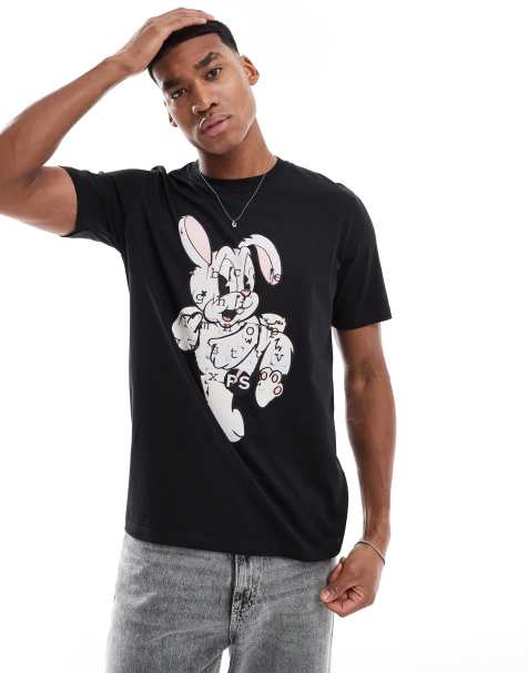 PS Paul Smith - T-shirt met logo en konijnenprint in zwart - view 1
