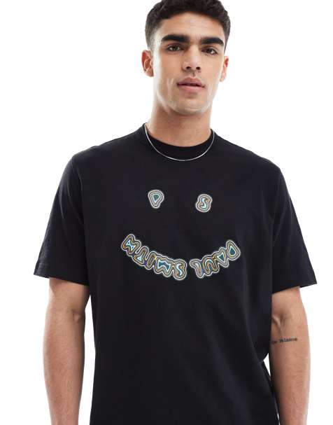 PS Paul Smith - T-shirt met logoprint in vorm van glimlach in zwart - view 1