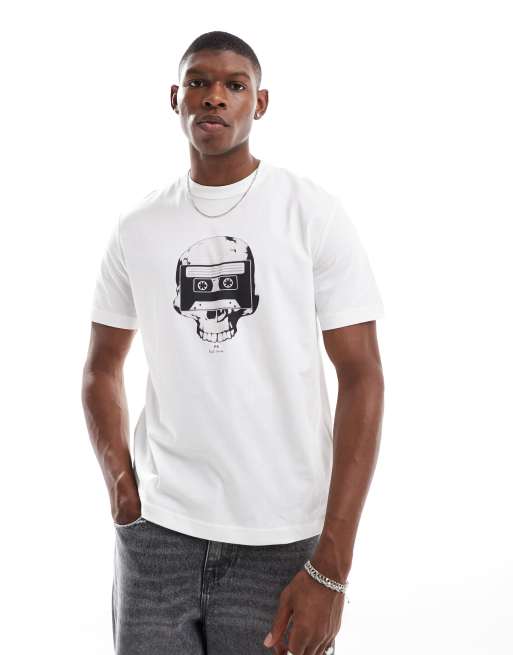 PS Paul Smith – T-Shirt mit Totenkopf-Print in Weiß