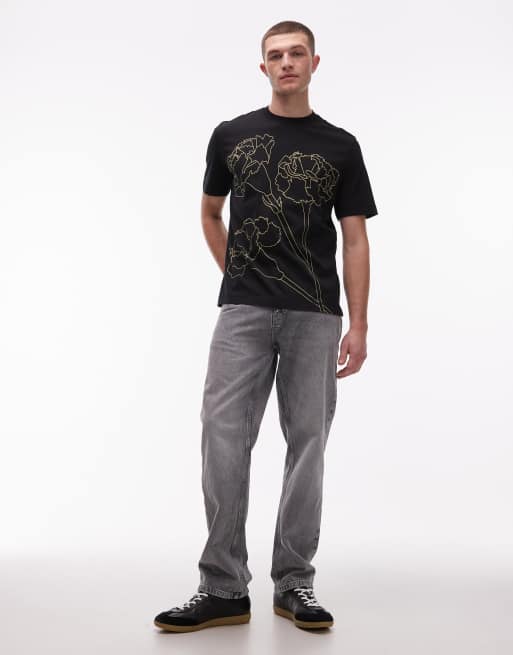 PS Paul Smith - T-shirt nera con stampa di fiori stilizzati, 2 di 5