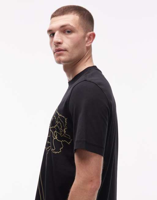 PS Paul Smith - T-shirt nera con stampa di fiori stilizzati, 4 di 5