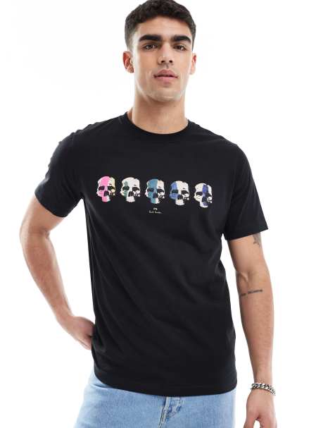 PS Paul Smith - T-shirt nera con stampa di teschio e logo - view 1