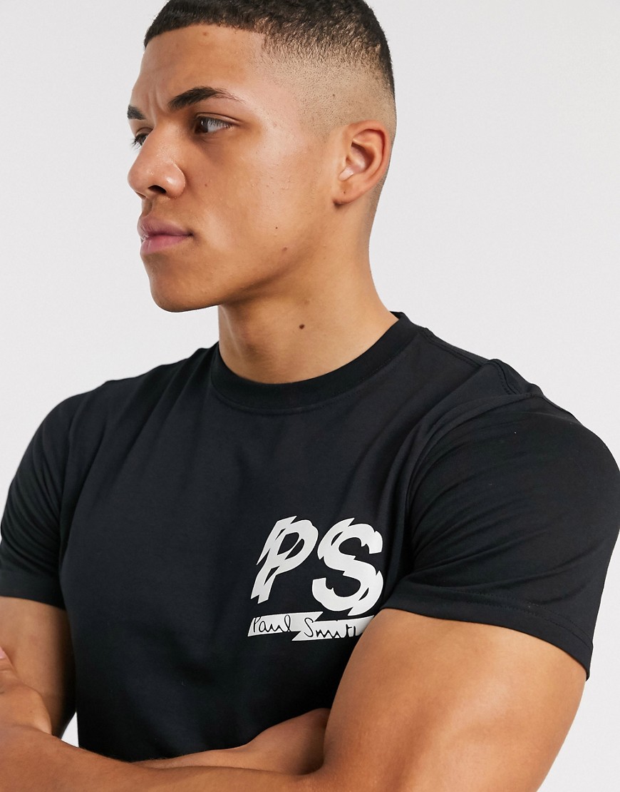 PS Paul Smith - T-shirt slim con logo sul petto nera-Nero