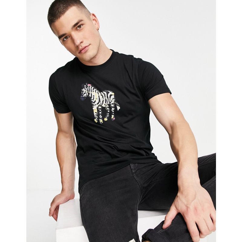 Designer Uomo PS Paul Smith - T-shirt slim nera con logo grande della zebra
