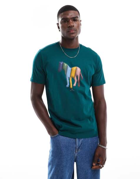 PS Paul Smith - T-shirt verde-azzurro con logo con zebra - view 1