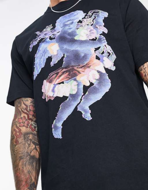 PS Paul Smith t-shirt with cherub graphics in navy, 3 of 4