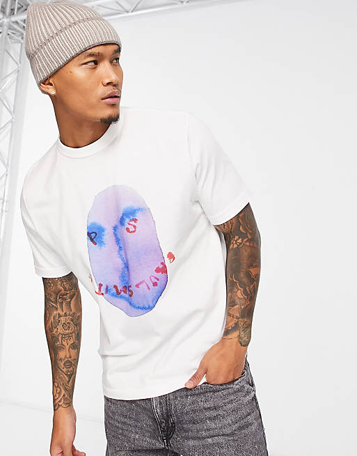 PS Paul Smith t-shirt with face graphics in white