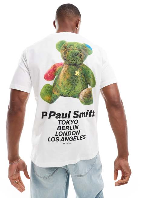  PS Paul Smith t-shirt with front and back bear print in white