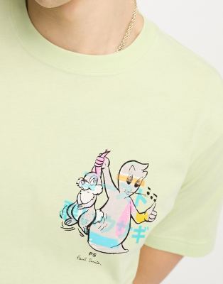 Shop Ps By Paul Smith T-shirt With Ghost Back Print In Green