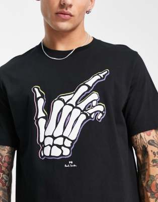 PS Paul Smith T-shirt with hand skeleton graphics in black