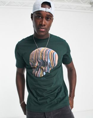 PS Paul Smith t-shirt with multi colour skull graphics in dark green | ASOS