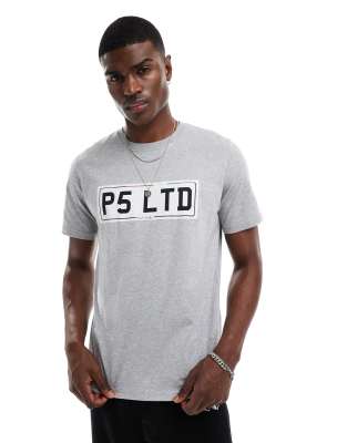 Ps By Paul Smith T-shirt With Number Plate Print In Gray
