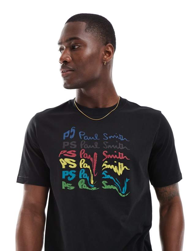 PS Paul Smith - t-shirt with rainbow logo print in black