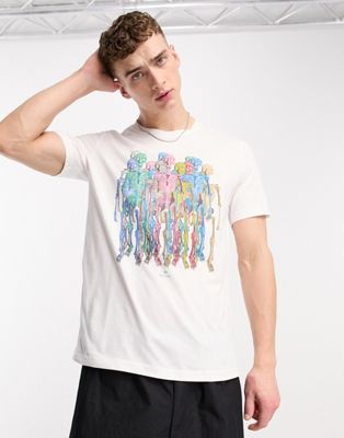 PS Paul Smith t-shirt with skeletons front graphics in white
