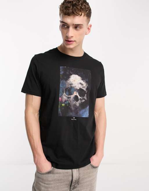 ps paul smith t-shirt with skull front graphics in black