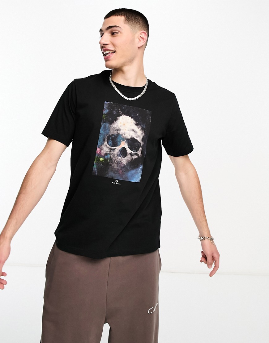 ps paul smith t-shirt with skull front graphics in black