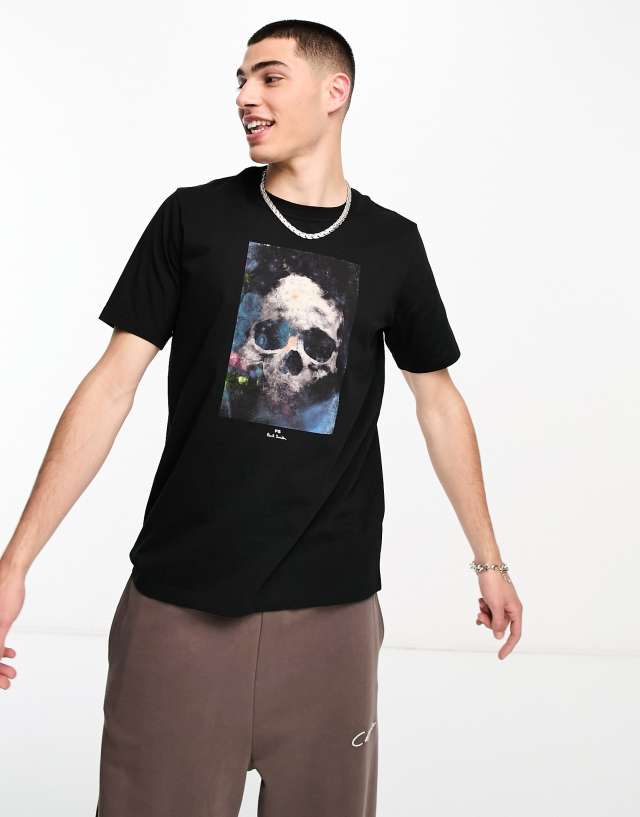 PS Paul Smith - t-shirt with skull front graphics in black