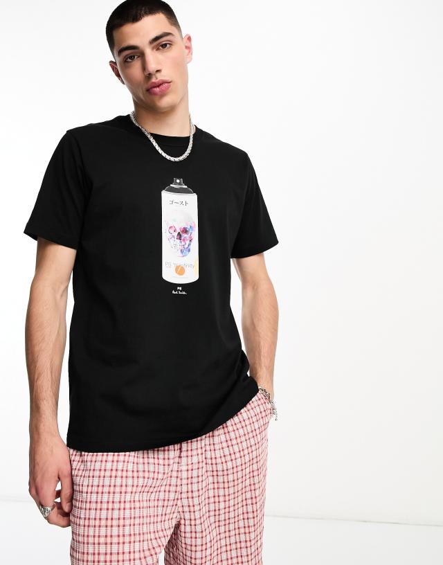 PS Paul Smith - t-shirt with spray can back print in black exclusive to asos