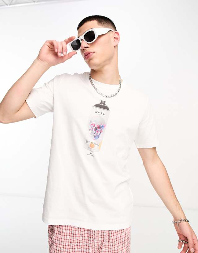 PS Paul Smith - t-shirt with spray can back print in white exclusive to asos