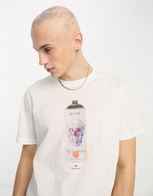 PS Paul Smith t-shirt with spray can front print in white Exclusive to ASOS