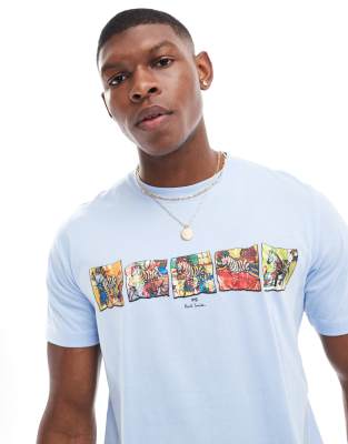 PS Paul Smith PS Paul Smith t-shirt with zebra cards print in light blue