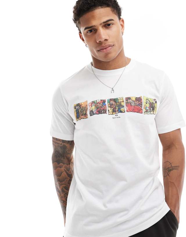 PS Paul Smith - t-shirt with zebra cards print in white