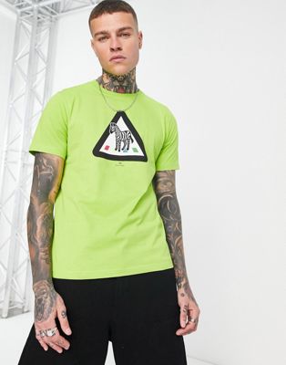 PS Paul Smith t-shirt with zebra crossing graphics in lime green