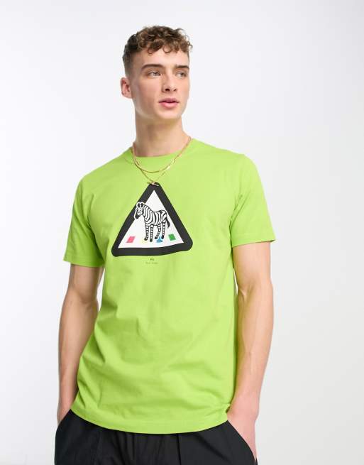 PS Paul Smith t-shirt with zebra crossing graphics in lime