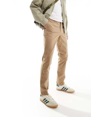 PS Paul Smith PS Paul Smith tapered chino trousers with patch logo in tan-Brown