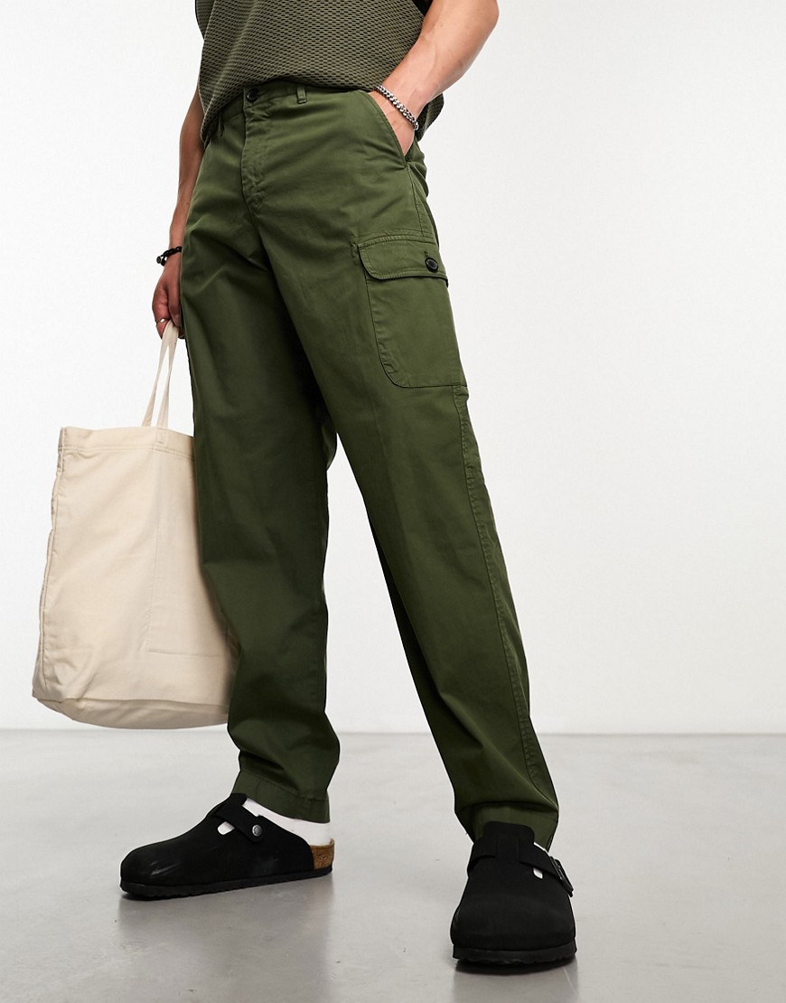 PS Paul Smith tapered twill cargo trousers in dark green