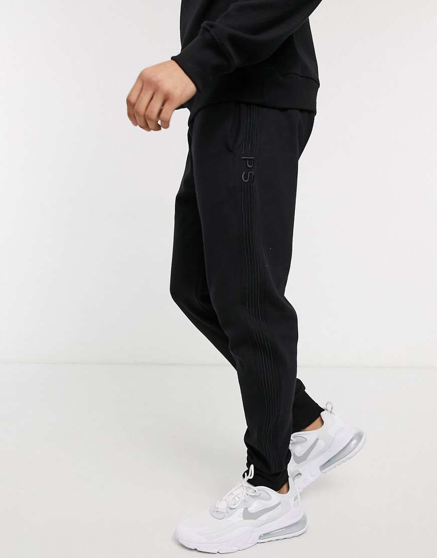PS Paul Smith tonal embroidered logo side seam joggers in black