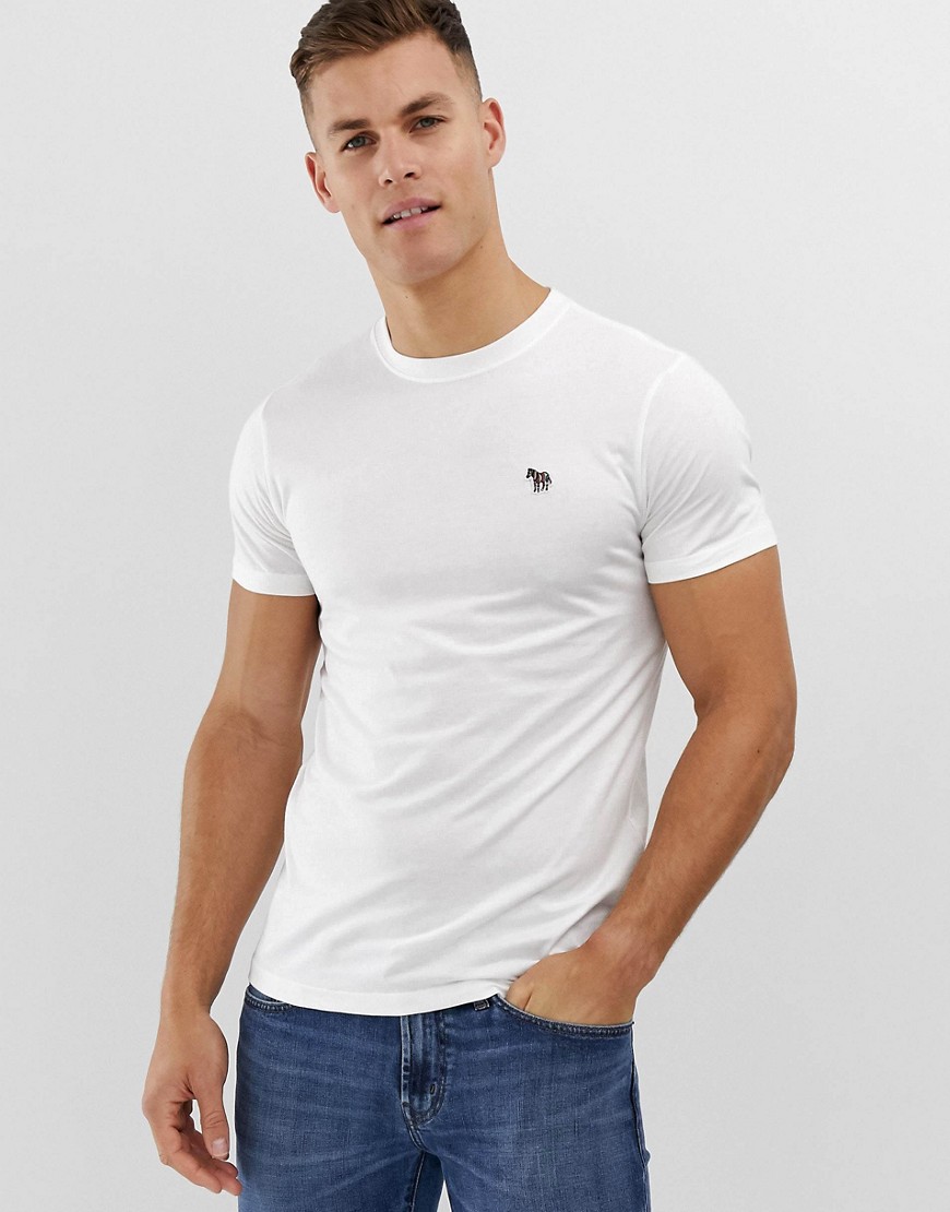 PS Paul Smith – Vit T-shirt med smal passform och zebralogga
