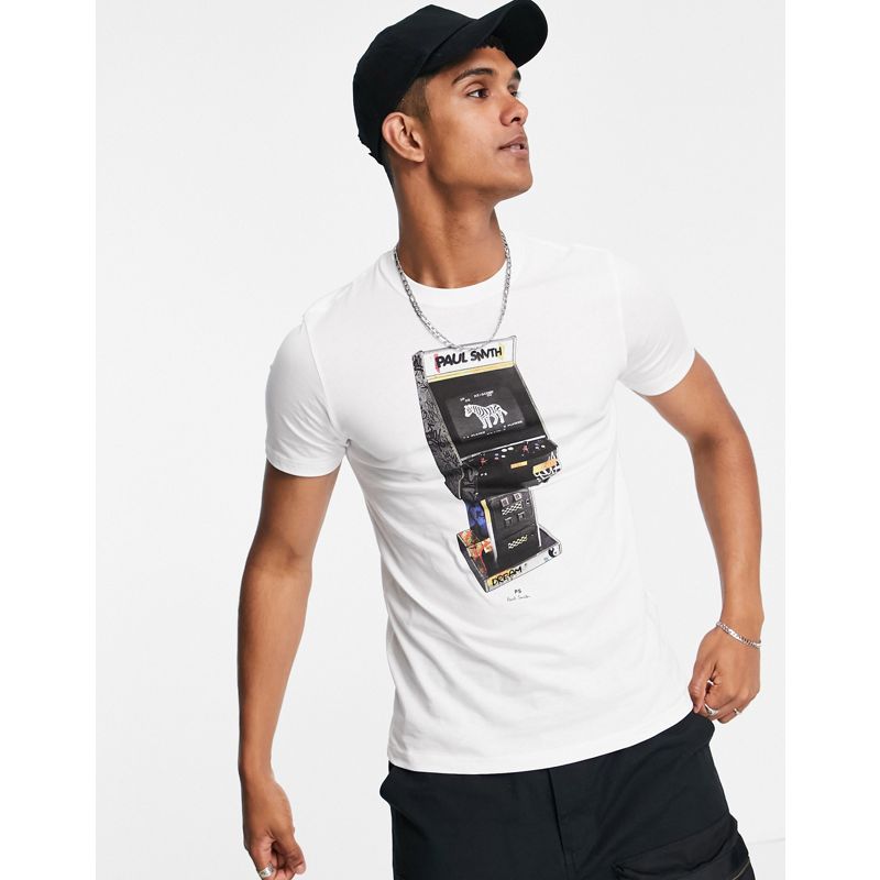 PS Paul Smith – Weißes T-Shirt mit Arcade-Zebra-Print