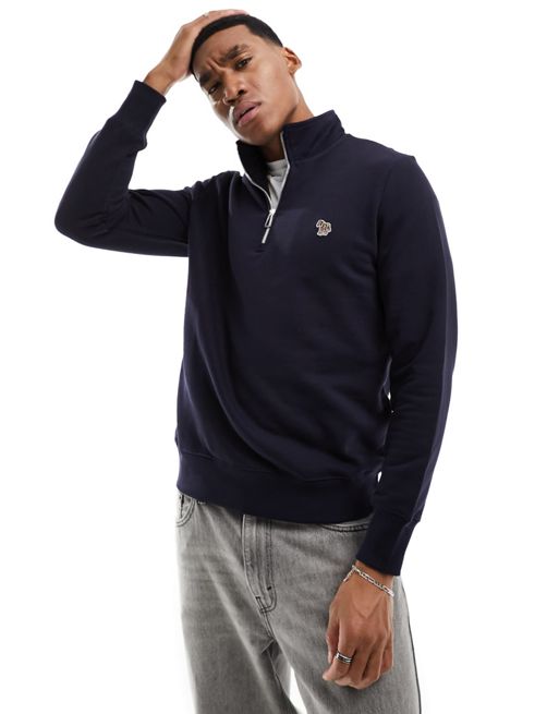 PS Paul Smith zebra icon logo half zip sweatshirt in navy | ASOS