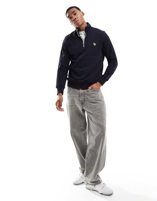 PS Paul Smith zebra icon logo half zip sweatshirt in navy, 3 of 4