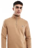[PS Paul Smith] PS Paul Smith zebra icon logo half zip sweatshirt in tan-Brown Chest 36 TAN