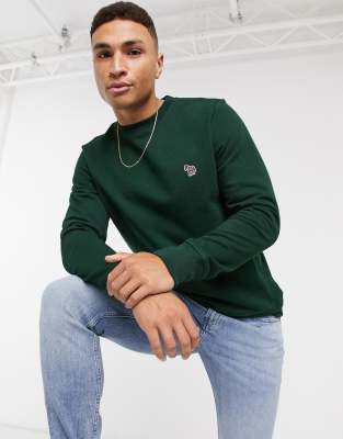 PS Paul Smith zebra logo crew neck sweatshirt in dark green ASOS