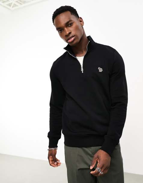 PS Paul Smith zebra logo half zip sweatshirt in black - view 1