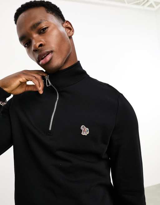 PS Paul Smith zebra logo half zip sweatshirt in black